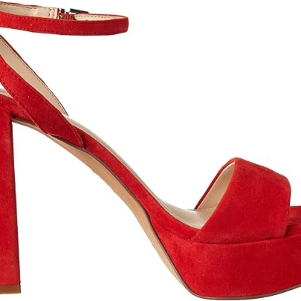 Vince Camuto Chastin Razz Red Suede Block Platform Heel Sandals | Size 10 | - Picture 8 of 8